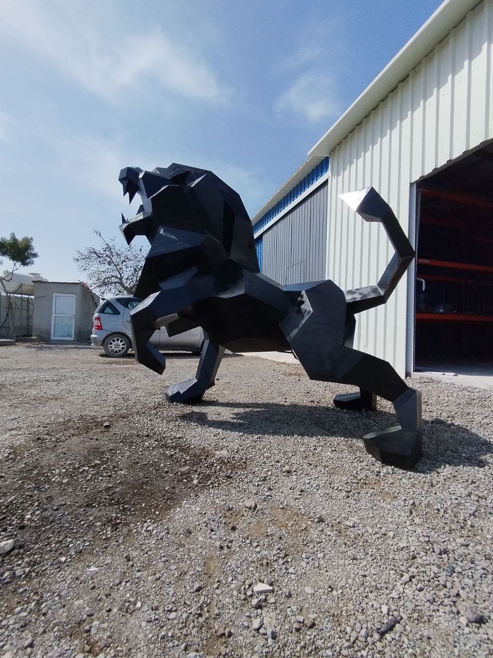 Metal art object — steel lion sculpture, Cyprus