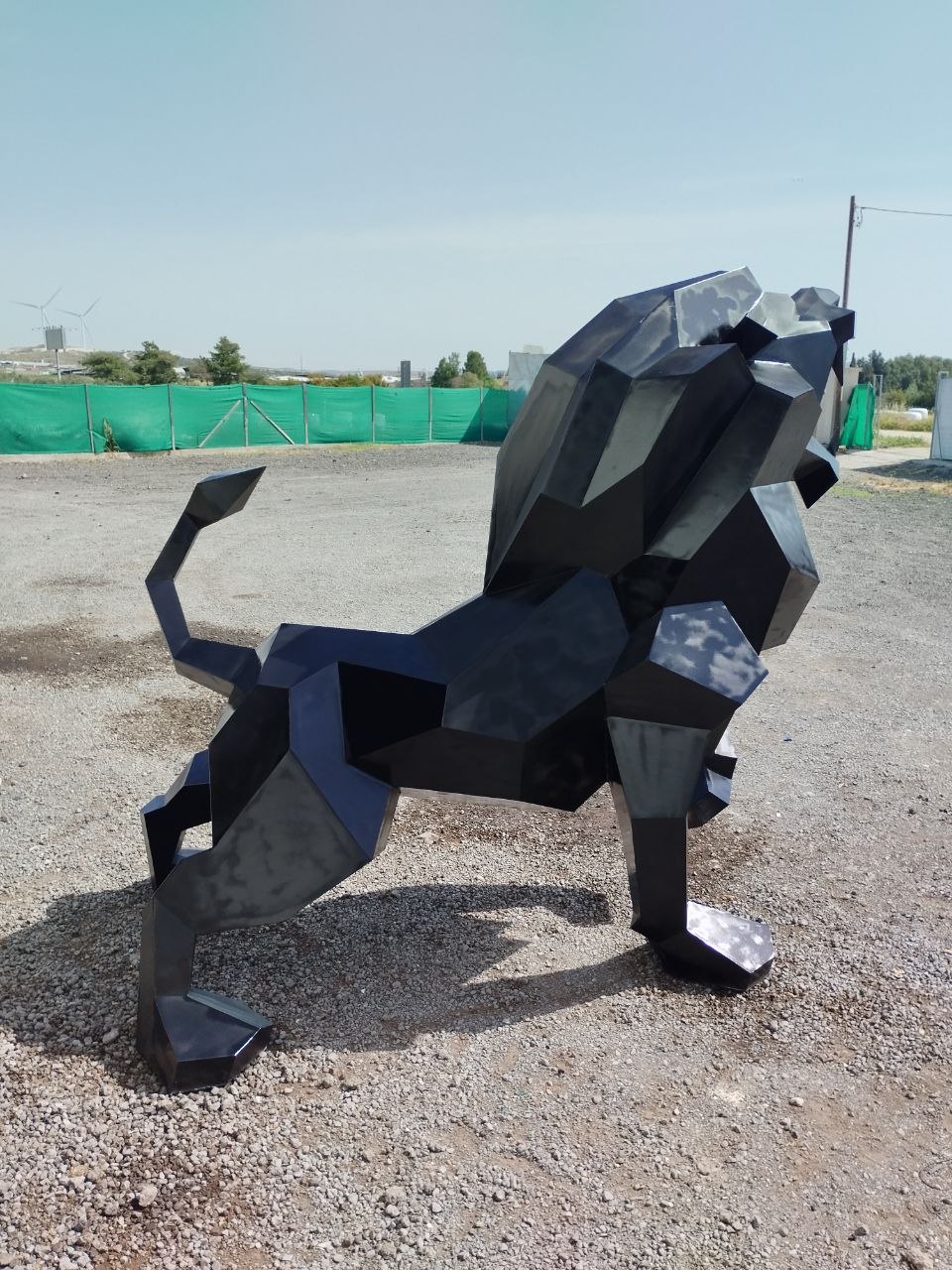 Full-size steel lion sculpture for an entrance area