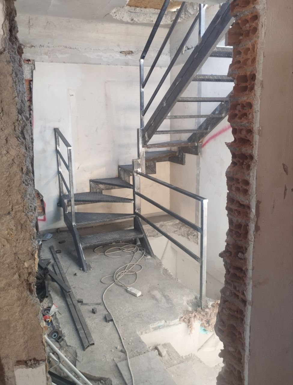 Steel staircase with landing, Cyprus